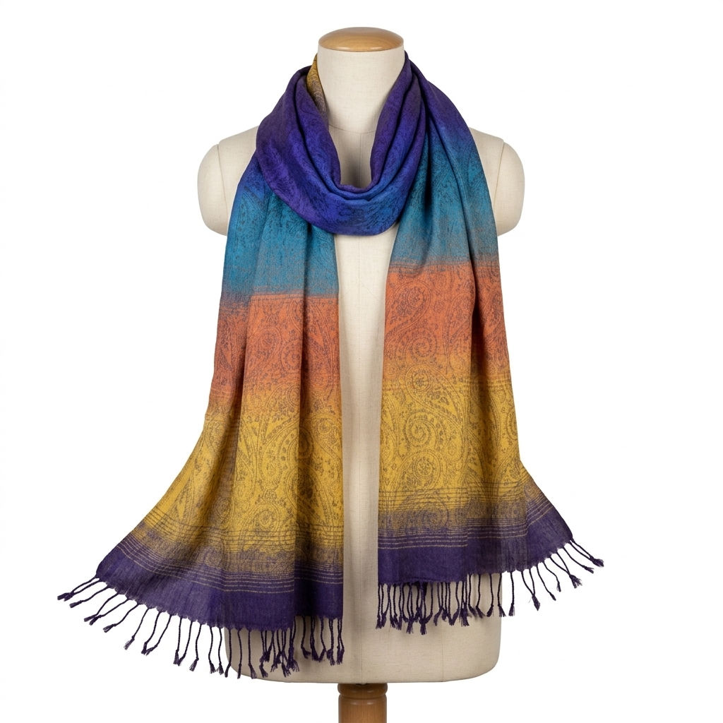 Purple Gold Paisley Pattern Scarf